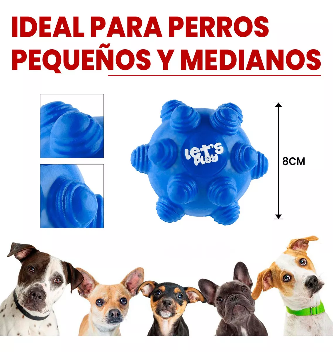 Juguete Pelota Maciza En Goma Rebote Único Y Loco Con Taches