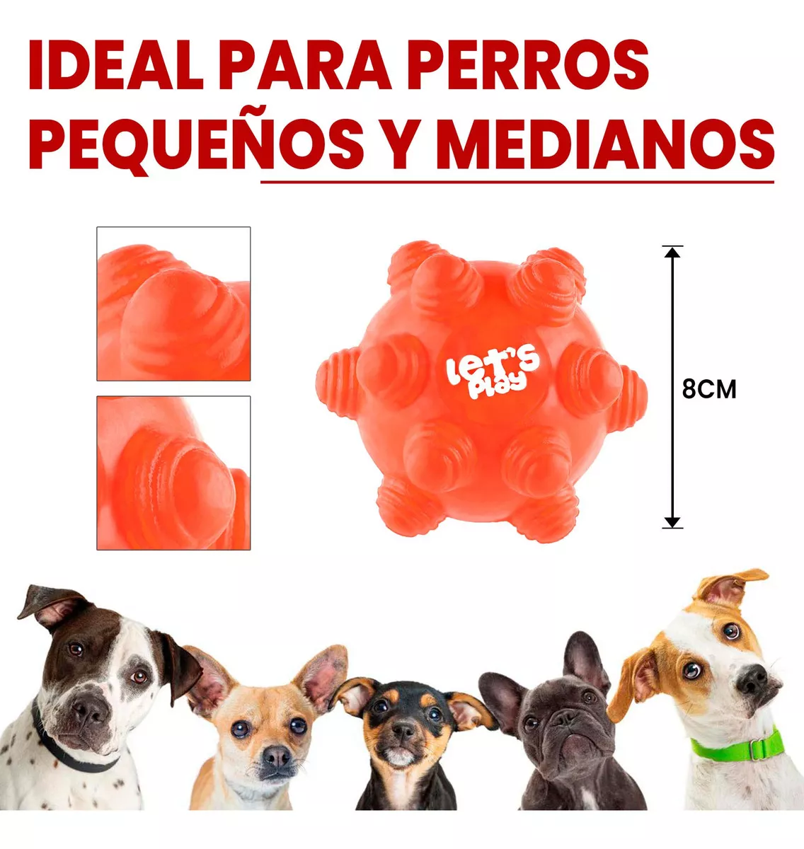 Juguete Pelota Maciza En Goma Rebote Único Y Loco Con Taches