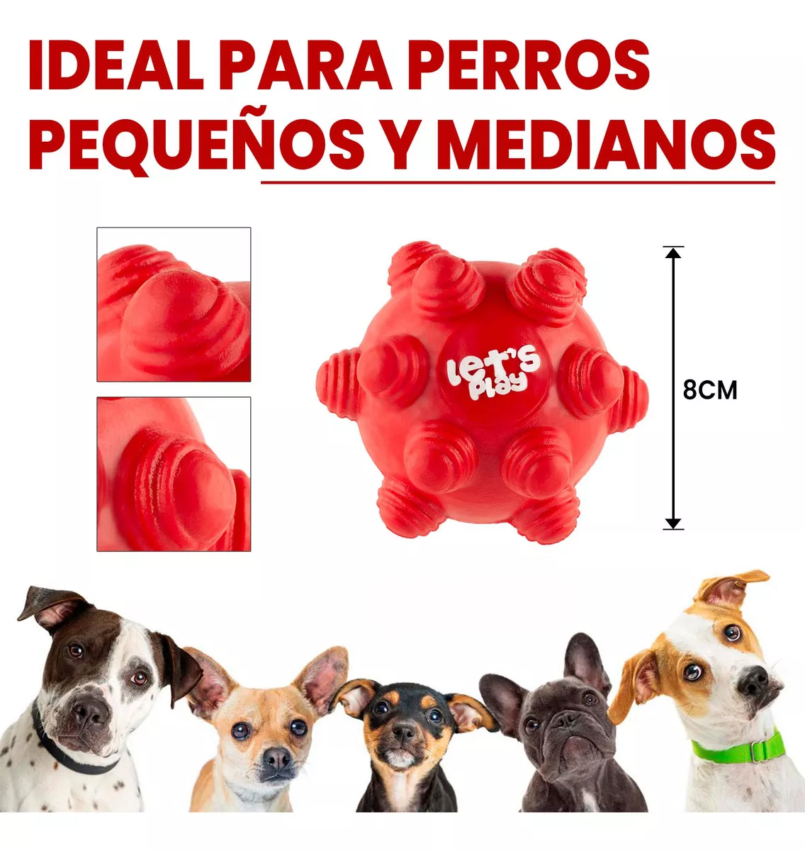 Juguete Pelota Maciza En Goma Rebote Único Y Loco Con Taches